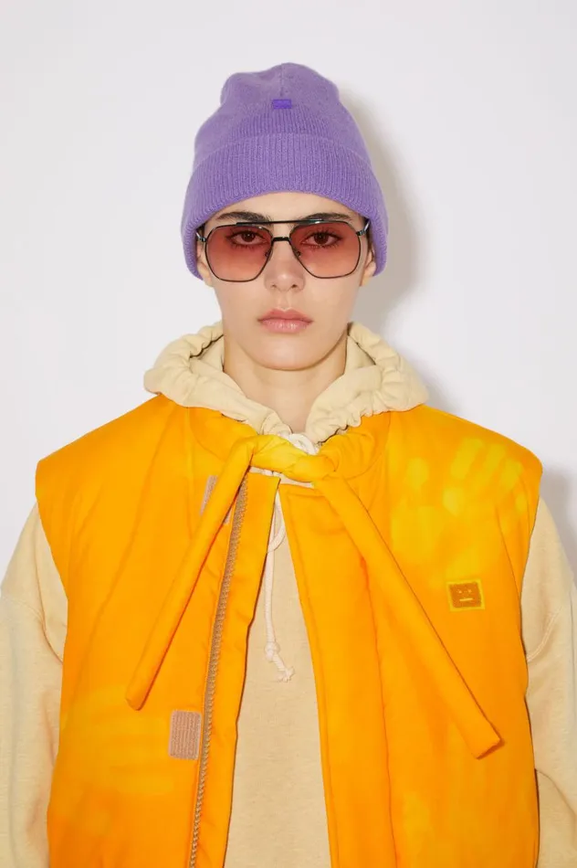Acne Studios Micro Face Patch Beanie Iris Purple Women Hats