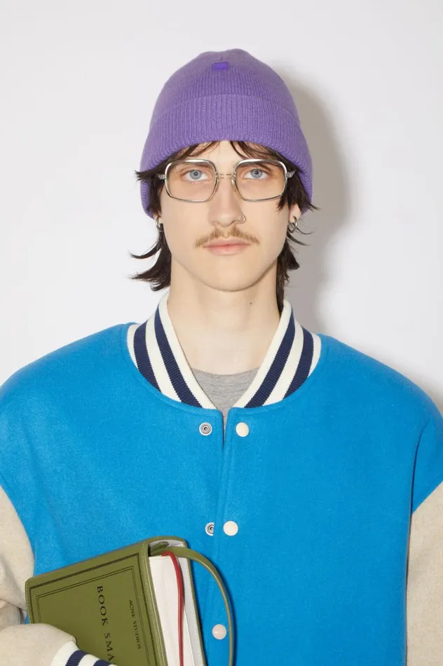 Acne Studios Micro Face Patch Beanie Iris Purple Women Hats