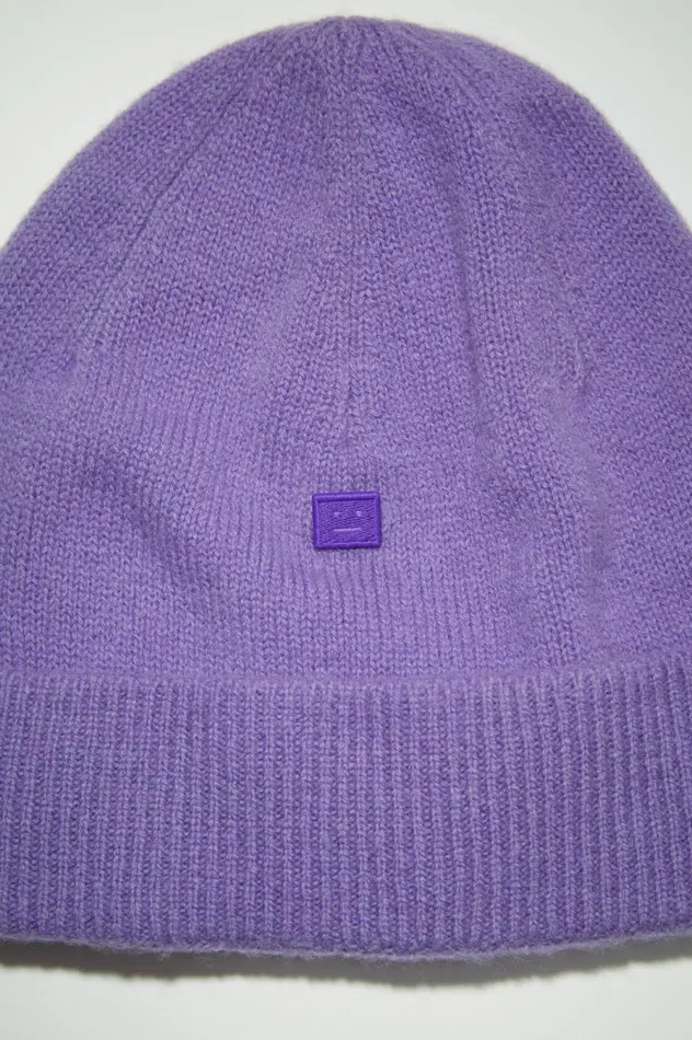 Acne Studios Micro Face Patch Beanie Iris Purple Women Hats