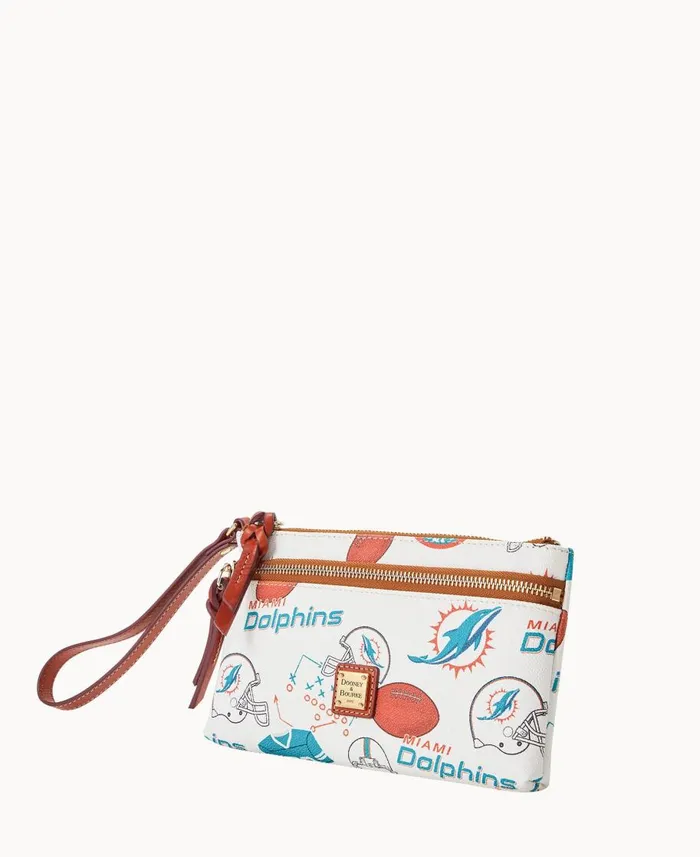 Dooney and Bourke Wallets NFL Dolphins Double Zip Wristlet Miami Dolphins 8211 WomenMen Dooney and Bourke Wallets NFL Dolphins Double Zip Wristlet Miami Dolphins 8211 WomenMen
