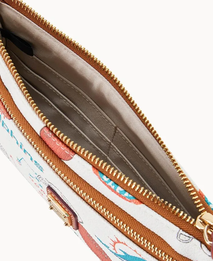 Dooney and Bourke Wallets NFL Dolphins Double Zip Wristlet Miami Dolphins 8211 WomenMen Dooney and Bourke Wallets NFL Dolphins Double Zip Wristlet Miami Dolphins 8211 WomenMen
