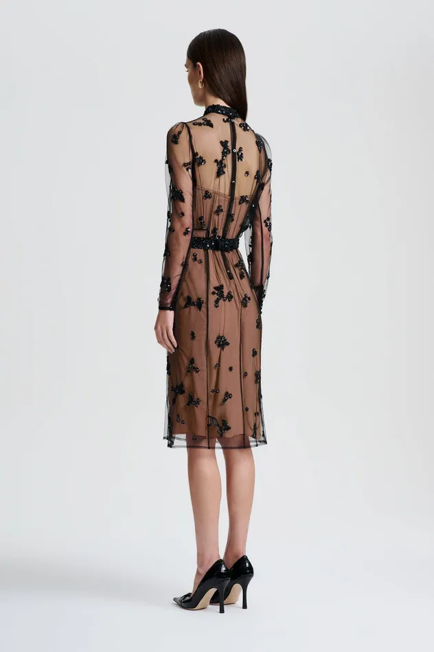 Dresses BEADED TULLE DRESS BLACK Scanlan Theodore Women