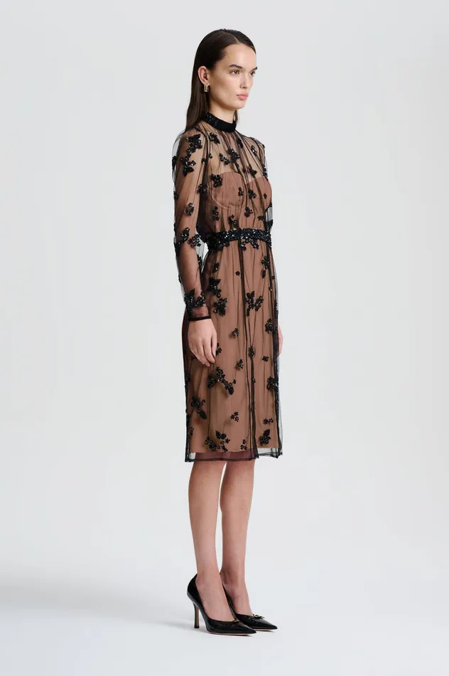 Dresses BEADED TULLE DRESS BLACK Scanlan Theodore Women
