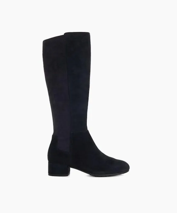Dune London Wide Fit Boots Women Tayla Navy Wide Fit Stretch KneeHigh Boots Blue