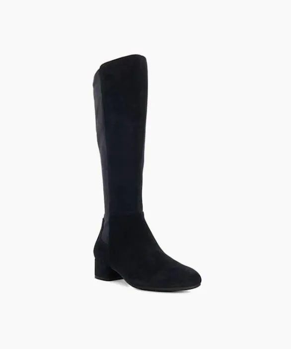 Dune London Wide Fit Boots Women Tayla Navy Wide Fit Stretch KneeHigh Boots Blue