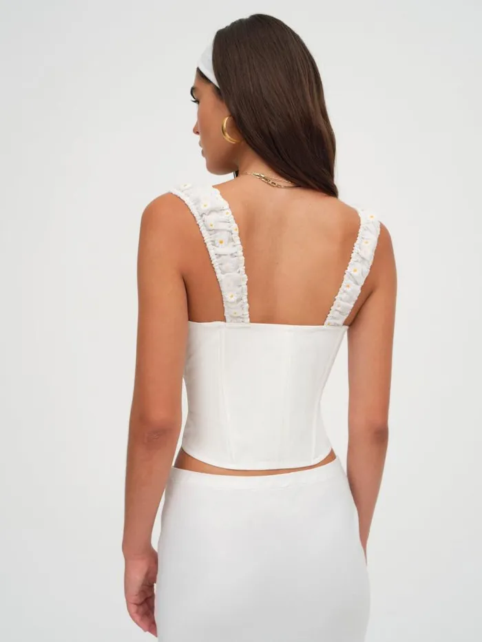 For Love and Lemons Tops Tilly Denim Corset Top White 8211 Women
