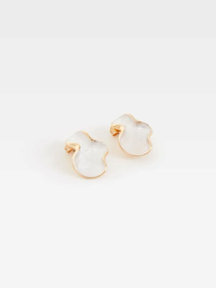French Connection Irregular Oval Earrings Whitegold Women Jewellery