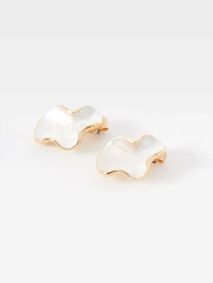 French Connection Irregular Oval Earrings Whitegold Women Jewellery