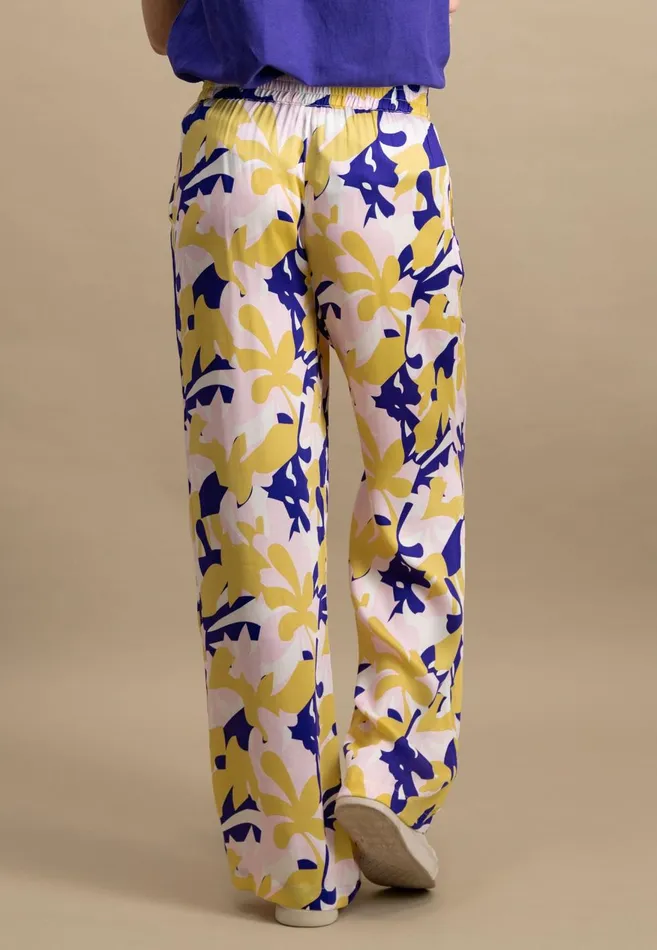 FYNCHHATTON Colorful Patterned Pants With A Loose Cut Ocean Violet Women Pants