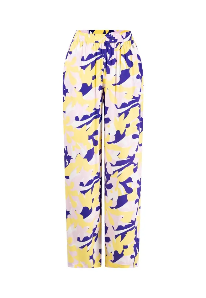 FYNCHHATTON Colorful Patterned Pants With A Loose Cut Ocean Violet Women Pants