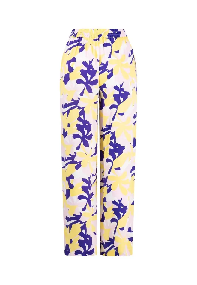 FYNCHHATTON Colorful Patterned Pants With A Loose Cut Ocean Violet Women Pants