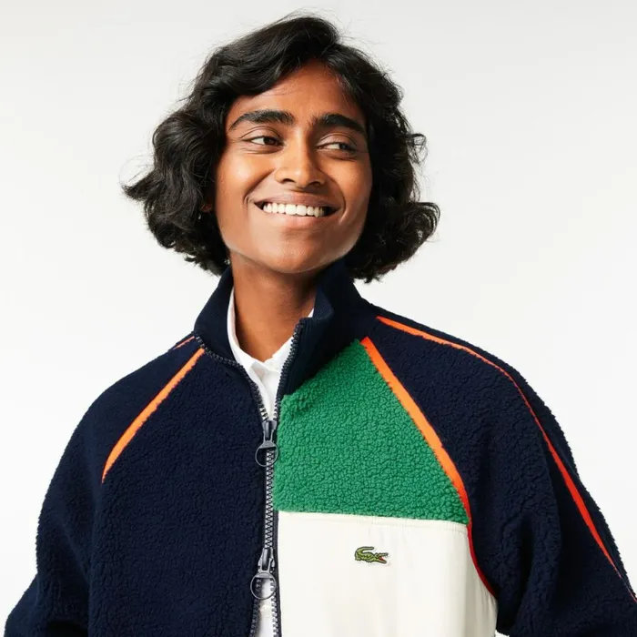 Jackets and Coats Women Lacoste Women039s Contrast Accent Fleece Sweatshirt Navy Blue Green White Orange Pqi