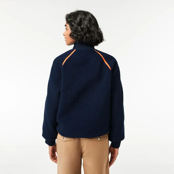 Jackets and Coats Women Lacoste Women039s Contrast Accent Fleece Sweatshirt Navy Blue Green White Orange Pqi