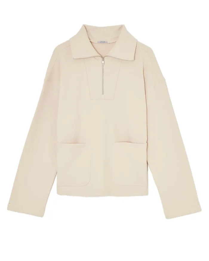 Jigsaw Tops Women Cotton Zip Up Sweatshirt White