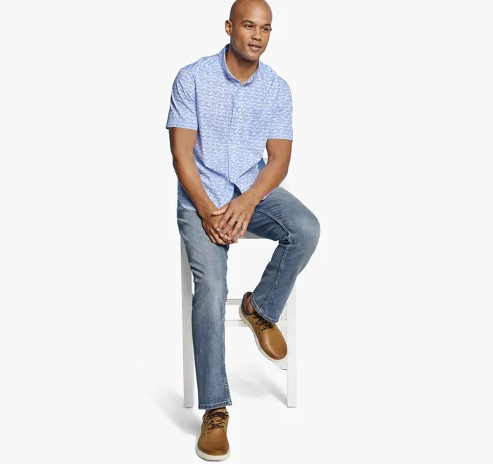 Johnston and Murphy Printed Cotton ShortSleeve Shirt Whiteblue Shadow Shark Men ShortSleeve Shirts Johnston and Murphy Printed Cotton ShortSleeve Shirt Whiteblue Shadow Shark Men ShortSleeve Shirts
