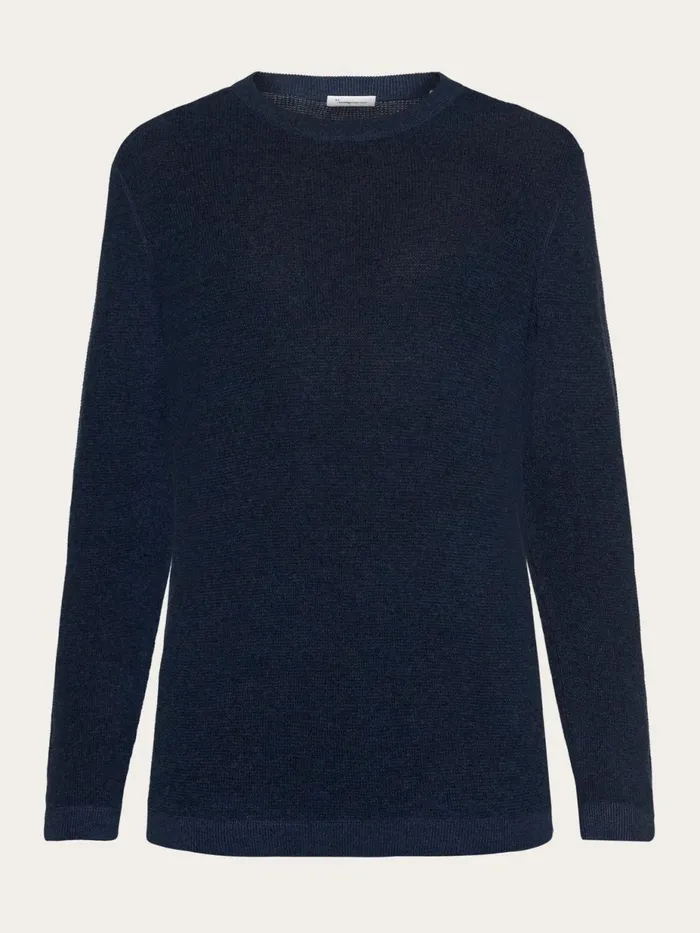 KnowledgeCotton Apparel Knits Slim Crew Neck Mixed Yarns Light Knit Ocs 8211 Men