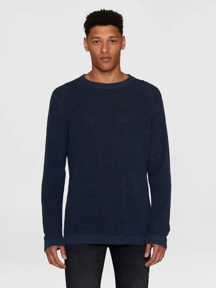 KnowledgeCotton Apparel Knits Slim Crew Neck Mixed Yarns Light Knit Ocs 8211 Men