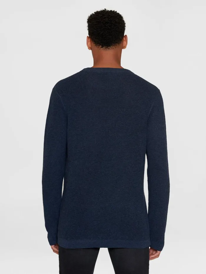KnowledgeCotton Apparel Knits Slim Crew Neck Mixed Yarns Light Knit Ocs 8211 Men