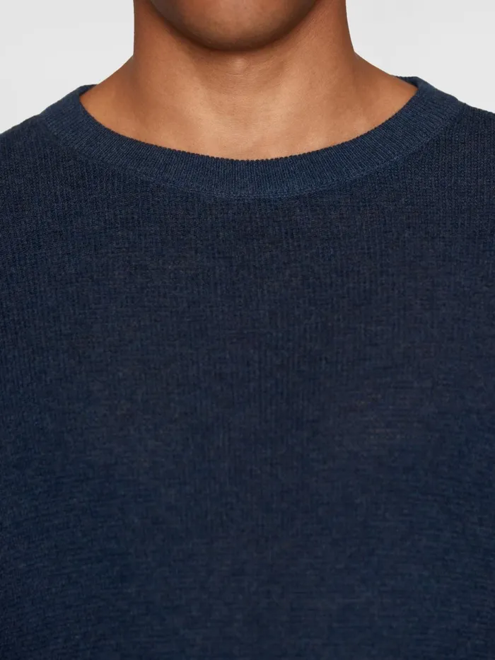 KnowledgeCotton Apparel Knits Slim Crew Neck Mixed Yarns Light Knit Ocs 8211 Men