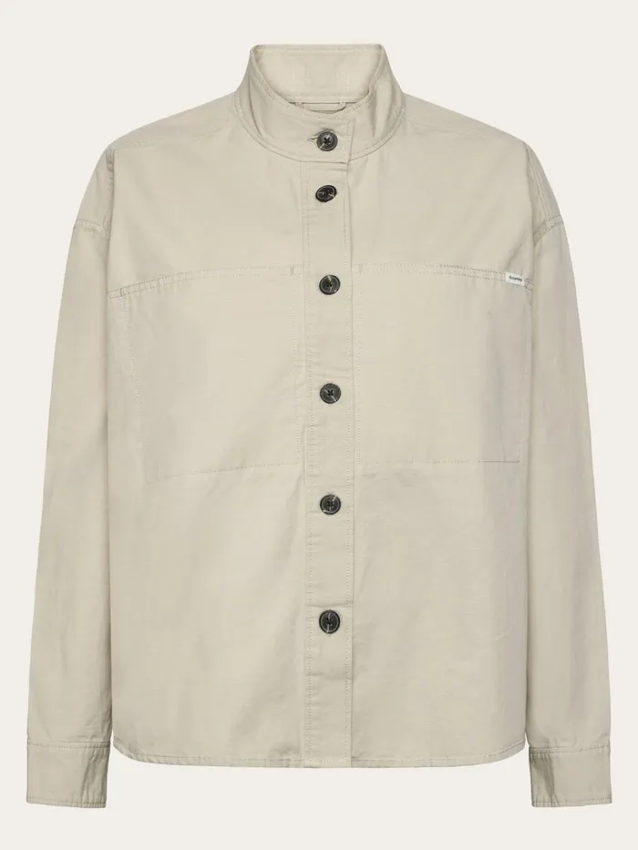 KnowledgeCotton Apparel Shirts Loose Stand Collar Slub Overshirt Gotsvegan 8211 Women KnowledgeCotton Apparel Shirts Loose Stand Collar Slub Overshirt Gotsvegan 8211 Women