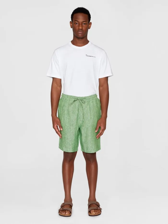 KnowledgeCotton Apparel Shorts Loose Linen Shorts Shale Green 8211 Men KnowledgeCotton Apparel Shorts Loose Linen Shorts Shale Green 8211 Men