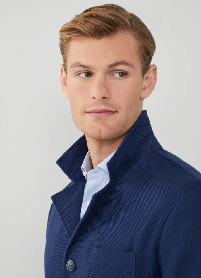 Men Blazers Hackett London Cotton Blazer Navy