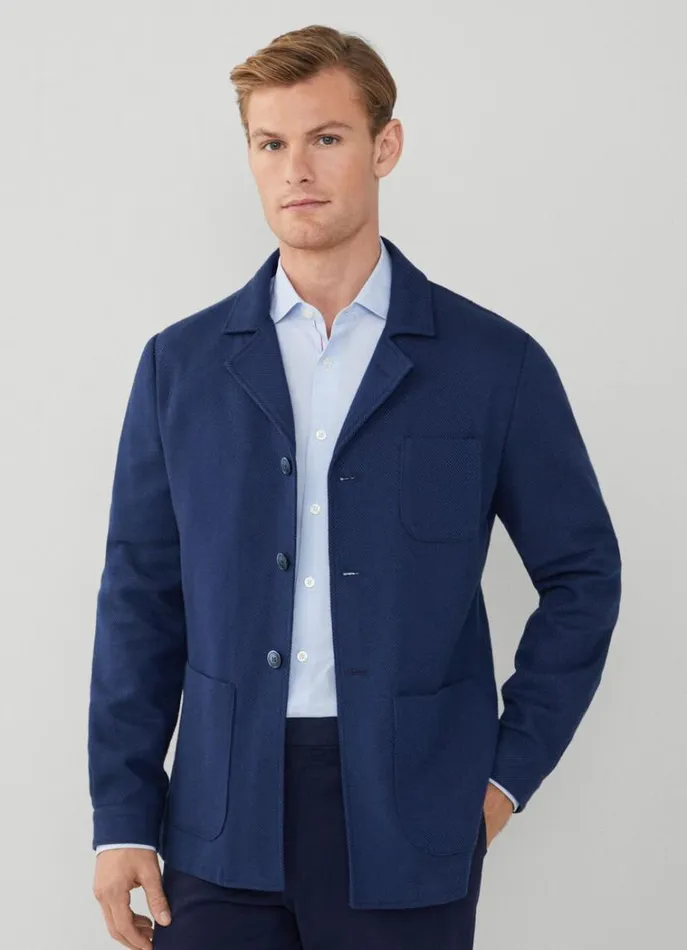 Men Blazers Hackett London Cotton Blazer Navy