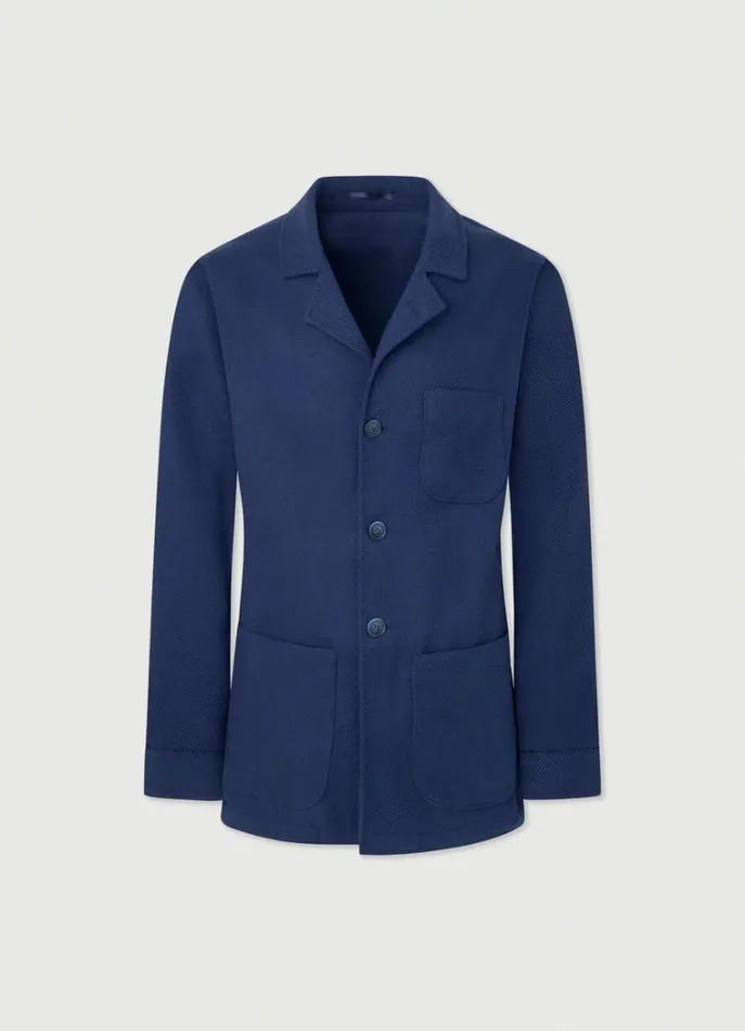 Men Blazers Hackett London Cotton Blazer Navy