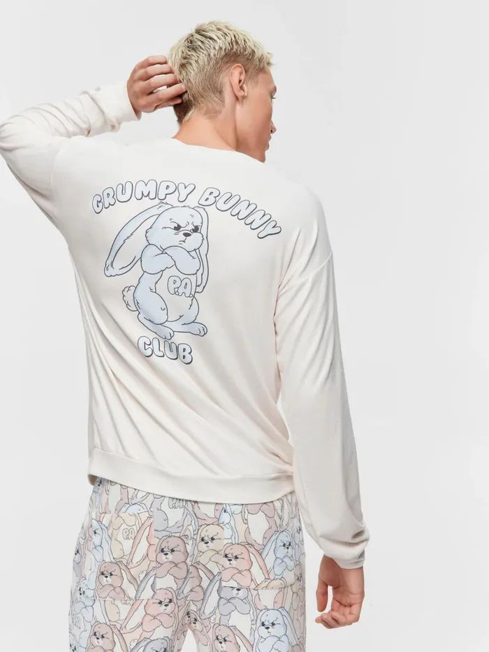 Men Grumpy Bunny Sweater Oatmeal Peter Alexander Tops