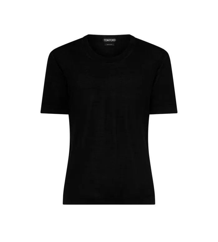 Men Knitwear Tom Ford Pure Silk Crew TShirt Black
