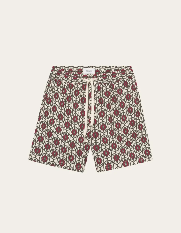 Men Ornament AOP Swim Shorts 8211 IvoryChive Green Les Deux Shorts