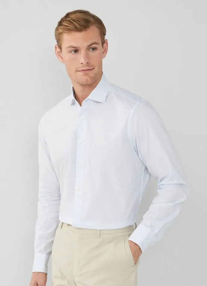 Men Shirts Hackett London Classic Fit Check Shirt Whiteblue