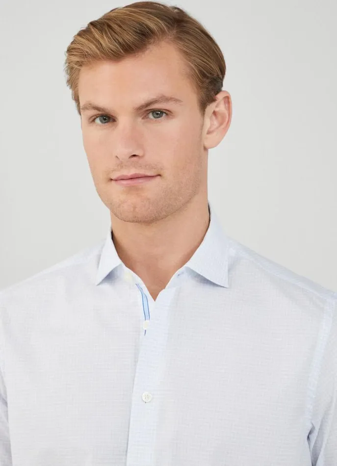 Men Shirts Hackett London Classic Fit Check Shirt Whiteblue