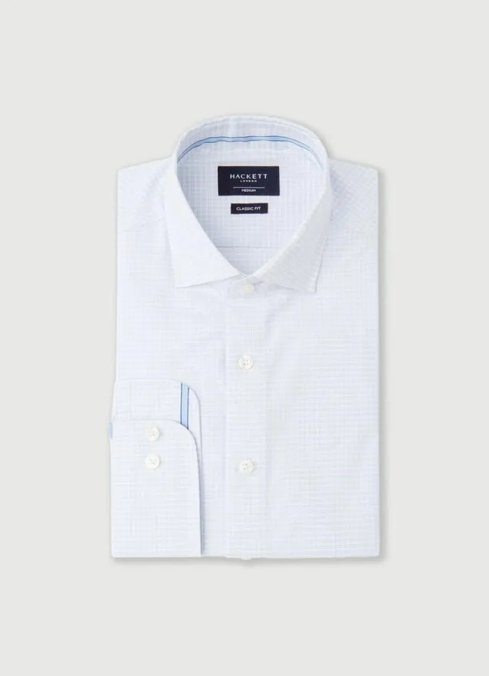 Men Shirts Hackett London Classic Fit Check Shirt Whiteblue