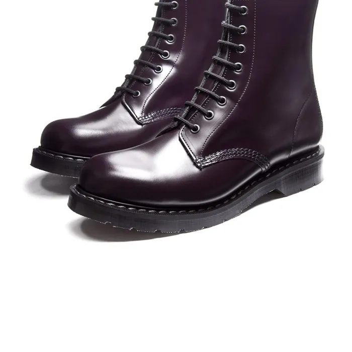 Men Solovair Derby Boots Purple HiShine 8 Eye Derby Boot