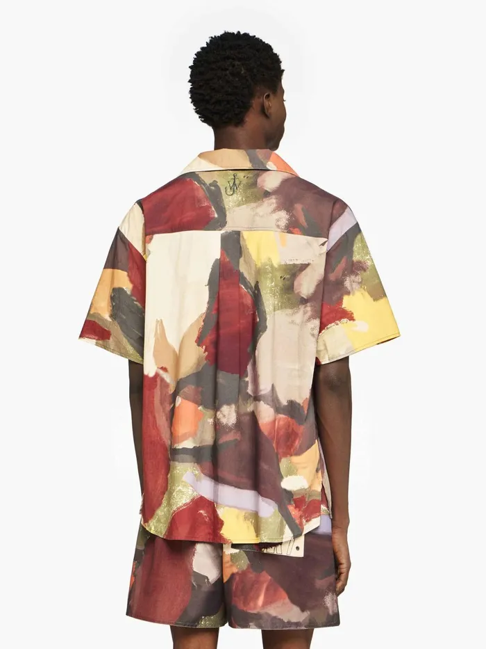 Men Tops and Shirts JW Anderson SHORT SLEEVE 034ABSTRACT034 PRINTED SHIRT Olive