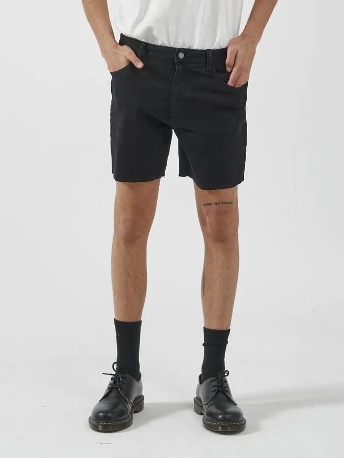 Mens Mandude Denim Short Black Rinse Thrills Denim Shorts