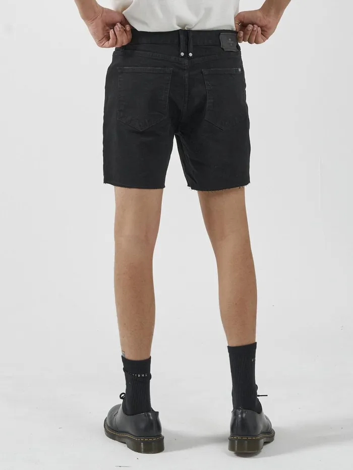 Mens Mandude Denim Short Black Rinse Thrills Denim Shorts
