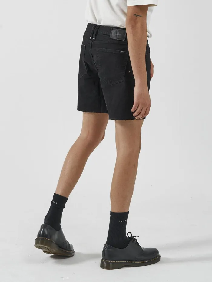 Mens Mandude Denim Short Black Rinse Thrills Denim Shorts