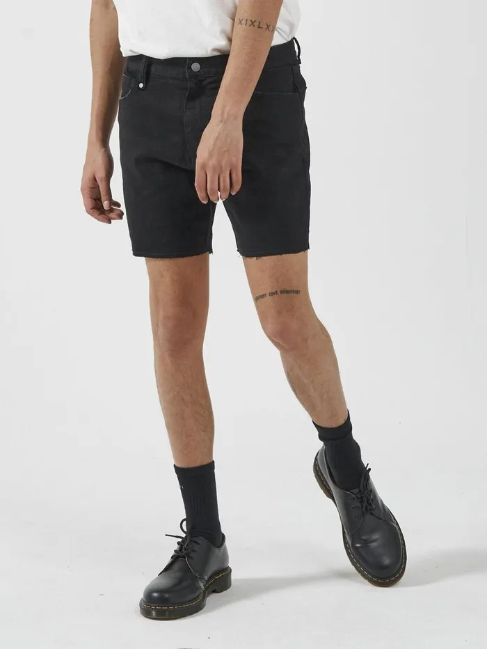 Mens Mandude Denim Short Black Rinse Thrills Denim Shorts