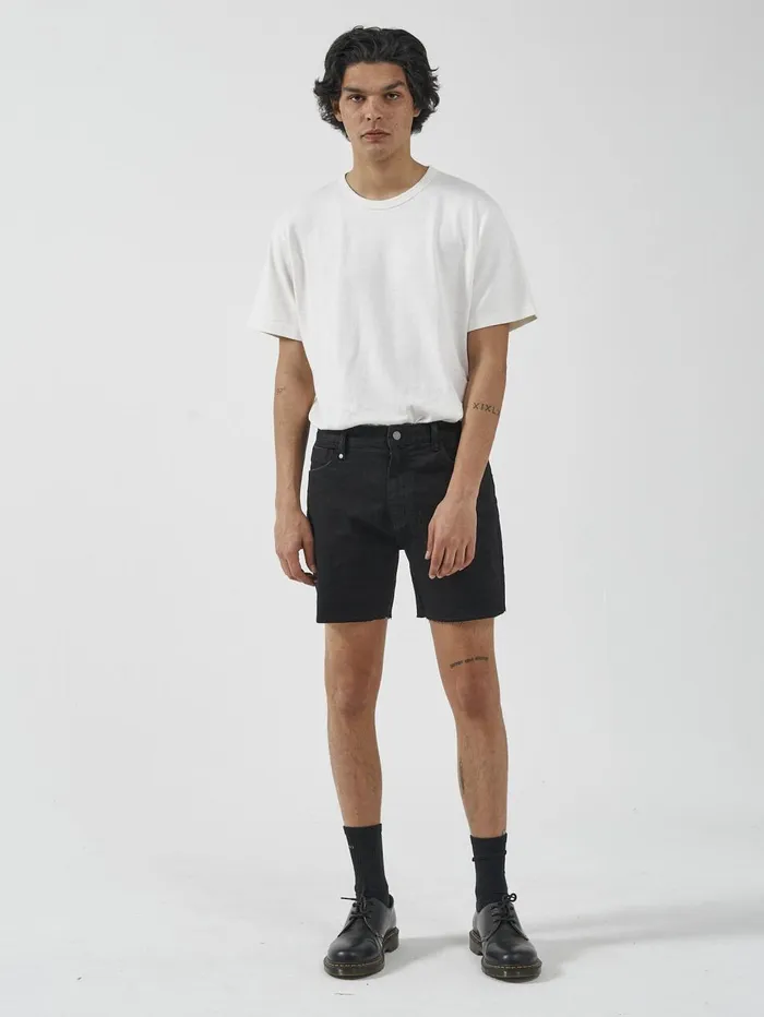Mens Mandude Denim Short Black Rinse Thrills Denim Shorts