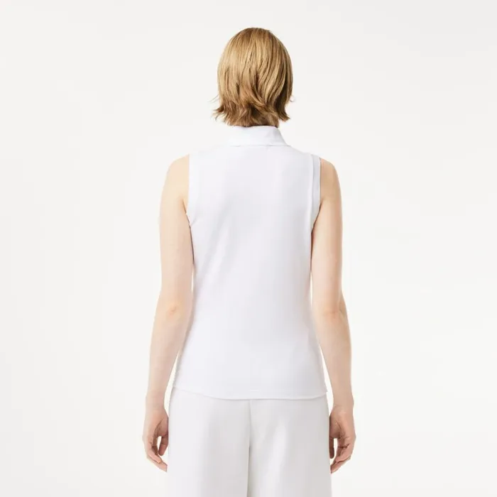 Polos Women Lacoste Women039s L12D Slim Fit Sleeveless Polo White 001