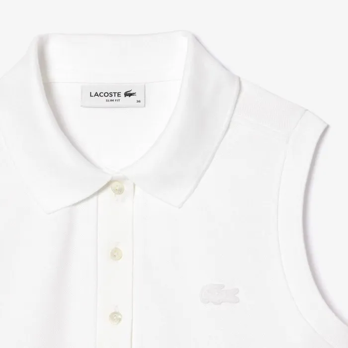 Polos Women Lacoste Women039s L12D Slim Fit Sleeveless Polo White 001