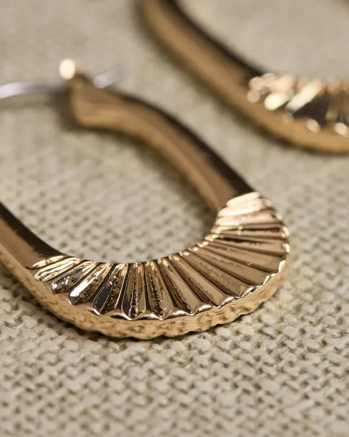 RWandCO Earrings Textured Hoops Gold 8211 Women RWandCO Earrings Textured Hoops Gold 8211 Women