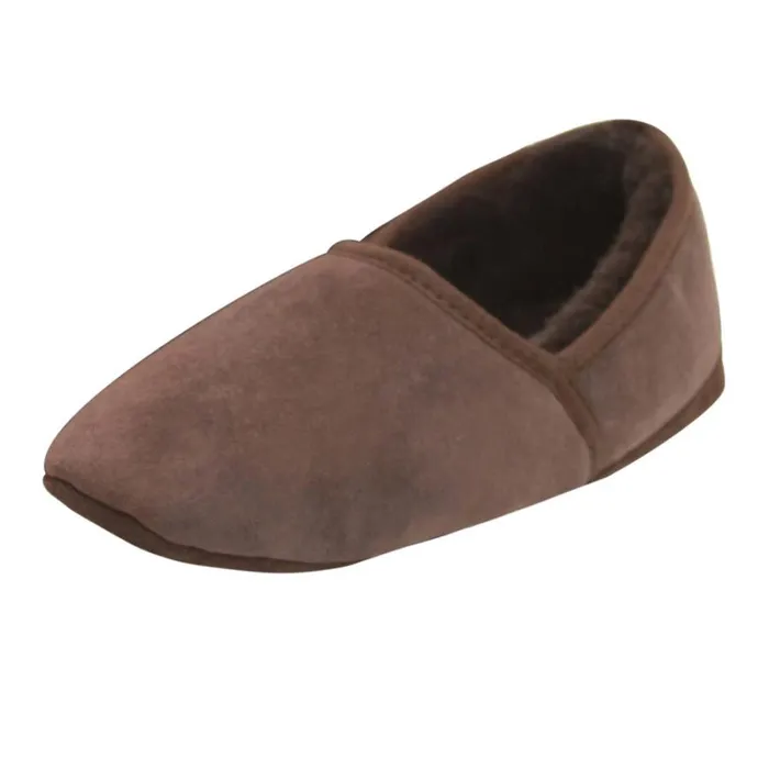 RWandCO Shoes Eastern Counties Leather 8211 Mens Full Sheepskin Turn Slippers Dark Brown 8211 Men