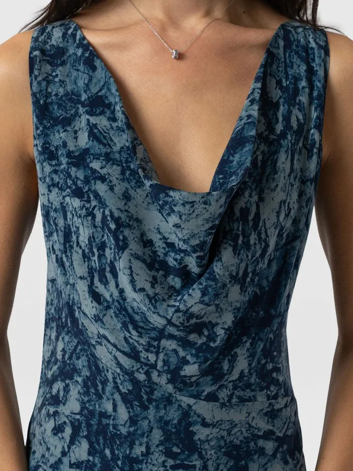 Saint And Sofia Dresses Women Faye Cowl Neck Dress 8211 Blue Marble Blue Marble