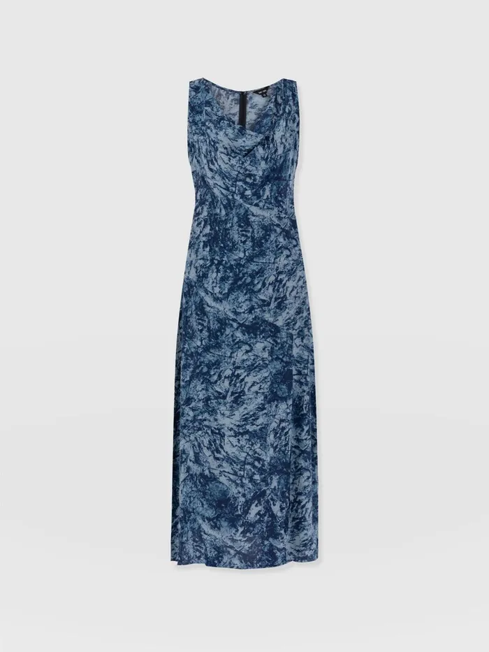 Saint And Sofia Dresses Women Faye Cowl Neck Dress 8211 Blue Marble Blue Marble
