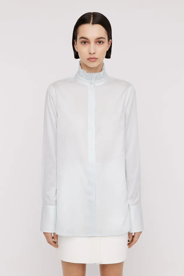 Shirts Women STRIPE RUFFLE SHIRT PALEBLUE Scanlan Theodore Shirts Women STRIPE RUFFLE SHIRT PALEBLUE Scanlan Theodore