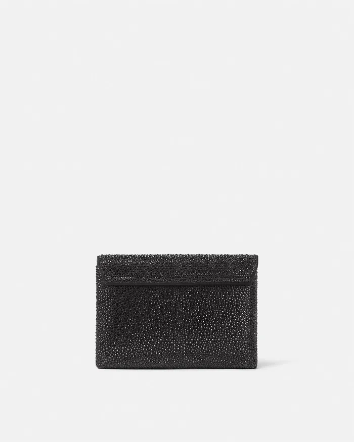 Shoulder and Crossbody Women Versace Crystal La Medusa Envelope Clutch Black