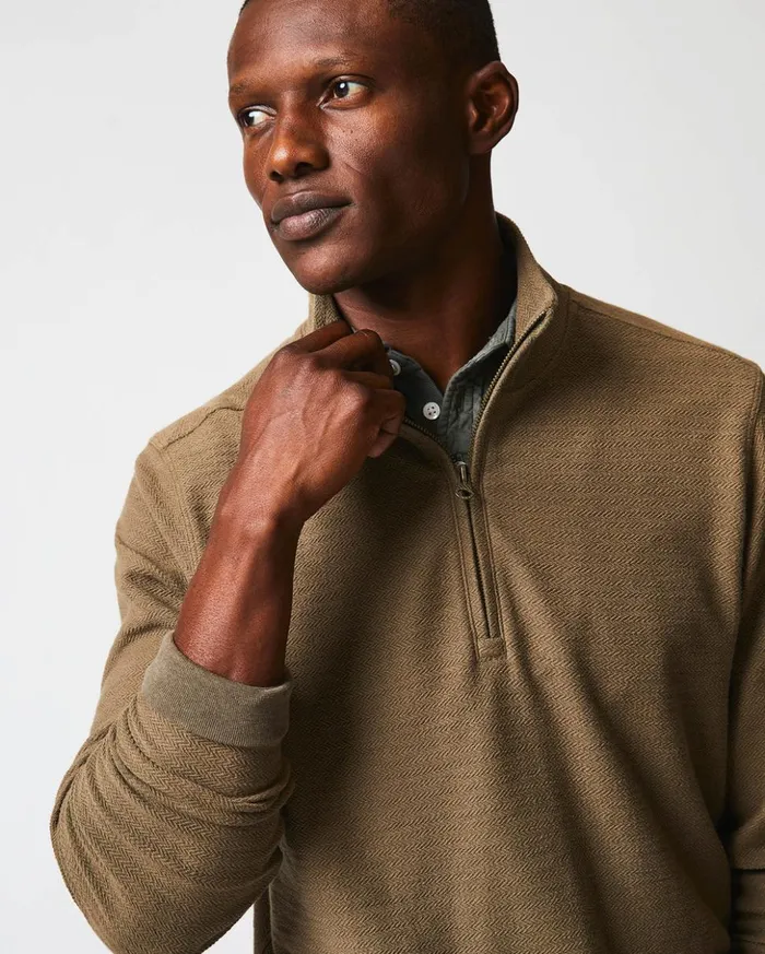 Sweaters and Sweatshirts Men Billy Reid Herringbone Half Zip Moss Green